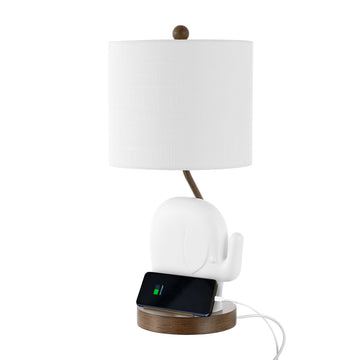 Ellie Bohemian Designer Iron/Resin Elephant LED Kids Table Lamp with Phone Stand and USB Charging Port - JONATHAN Y